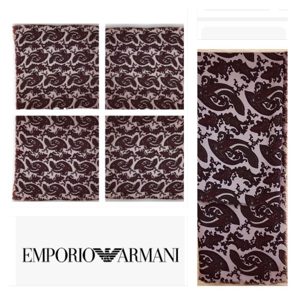 EMPORIO ARMANI VINTAGE 80s WOOL OVERSIZED SQUARE PAISLEY SHAWL SCARF IN EARTHY - Picture 5 of 13